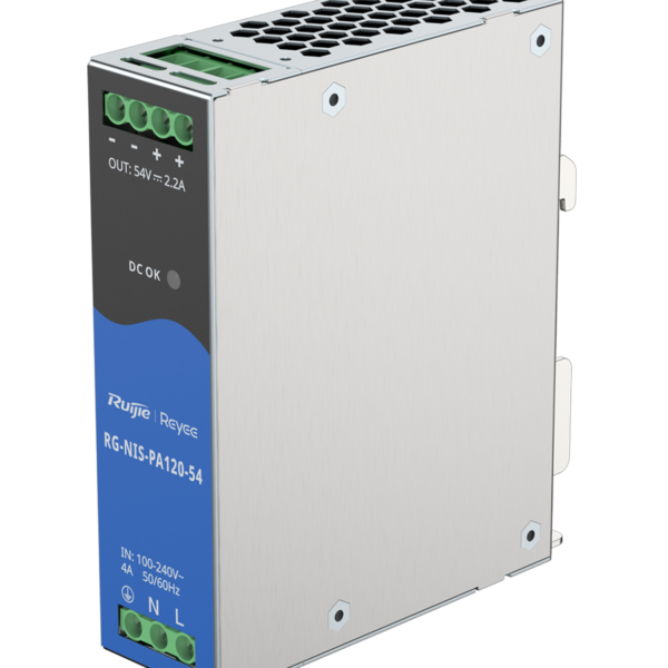 Fuente de Alimentación AC/DC 120W 54VDC/2.2A Din-Rail para Switch Industrial, RUIJIE RG-NIS-PA120-54