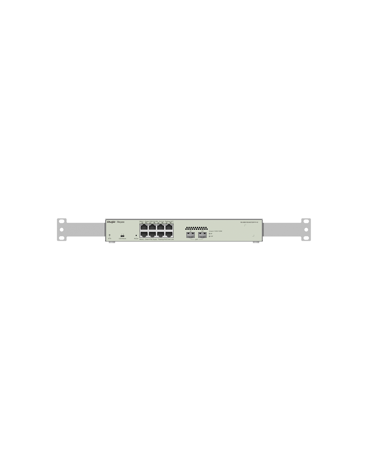 2855 Frente Switch Acceso L2 / 8 GE / 2 x SFP / PoE 125w V2 rack mount, REYEE RG-NBS3100-8GT2SFP-P-V2