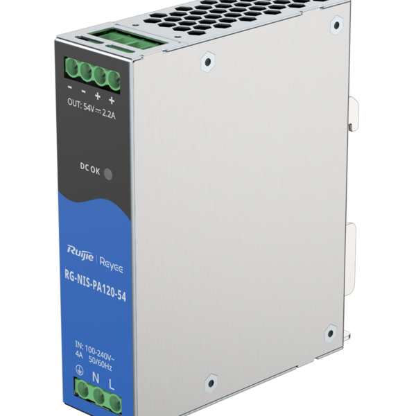 Fuente de Alimentación AC/DC 120W 54VDC/2.2A Din-Rail para Switch Industrial, RUIJIE RG-NIS-PA120-54