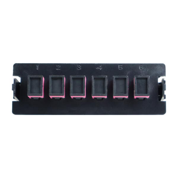 Placa para bandeja de fibra con 6 adaptadores FO Multimodo SC/UPC OM4 DUPLEX, LANTEK LTK-FVP6SCOM4