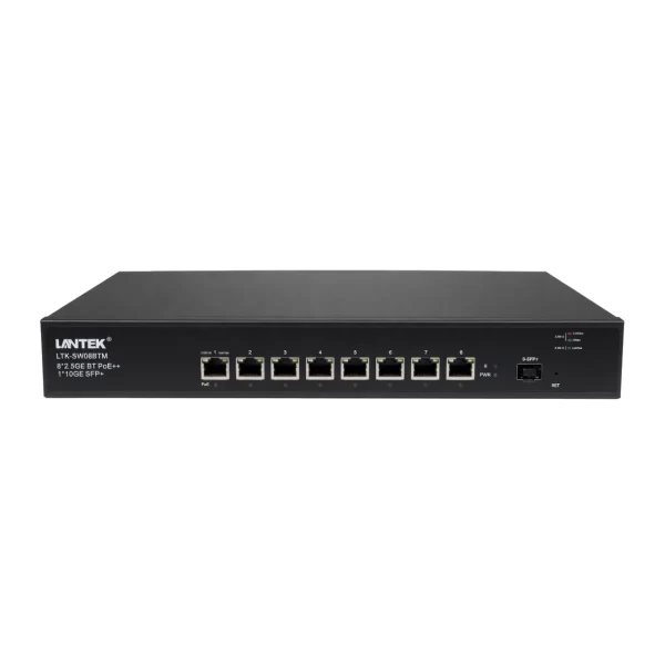 Switch Smart WEB administrable 8 puertos PoE 2.5G BT 250w + 1 puerto 10G SFP+, LANTEK LTK-SW08BTM